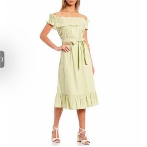 Antonio Melani Elina Linen Midi Dress Honeydew Color